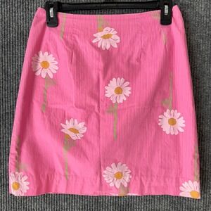 Lilly Pulitzer Pink Daisy Skirt Cotton Blend Mini Preppy‎ Coastal Size 2